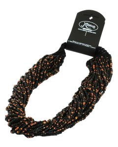 Black and Gold Bead Threads Grand Necklace