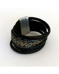Colorful Patterns and Black Fabric Bracelet