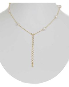 Gold Color Floating Looped Droplet Pendant with Made up Pearls and Chain