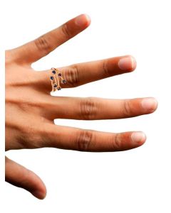 Gold Color Ring with Sparkling Blue Crystals