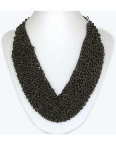 Gray Metal Strings Netted Grand Necklace