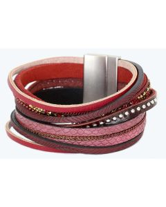 Marron Frabric Bracelet with Sparkling Gold and Silver Studs