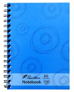 Panther Side Spiral Binding 100 Ruled Page Notebook A6 Blue Circles