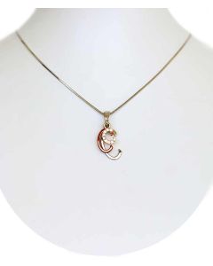 Platinum Gold and Silver Color Three Horse Shoes Pendant with Sparkling White Crystals and Chain
