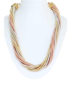 Platinum Gold Silver Color Strands Grand Necklace