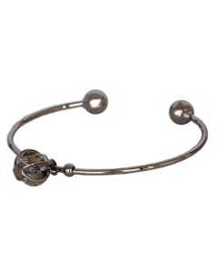 Silver Color Bracelet with Sparkling White Crystal Droplet