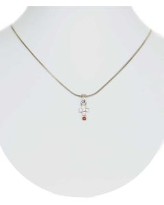 Silver Color Cross Pendant with Sparkling White Crystals and Chain