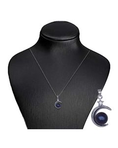 Silver Color Pendant with Cultured Black Pearl and Sparkling White Crystal