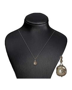 Silver Color Pendant with Cultured White Pearl and Sparkling White Crystals