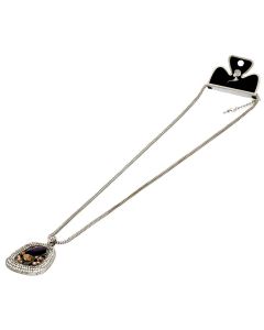 Silver Color Pendent with Sparkling White and Multi Color Crystals and Necklace