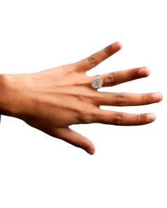 Silver Color Ring and Heart droplet with Sparkling White Crystals