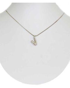 Silver Color Saxophone Pendant with Sparkling white Crystals and Chain