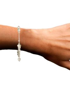 Silver Color Three Flowers and Two Strings Bracelet