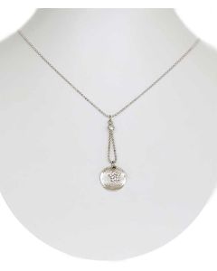 Silver Color Two Stars Pendant With Sparkling White Crystals and Chain