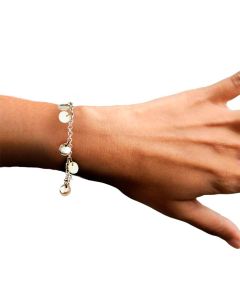Silver Color White and Silver Discs Bracelet