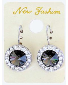 Sparkling Blue Color Mother Crystal and White Crystals Earrings