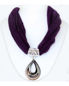 Black and Gold Droplet and Purple Soft Fabric Grand Necklace