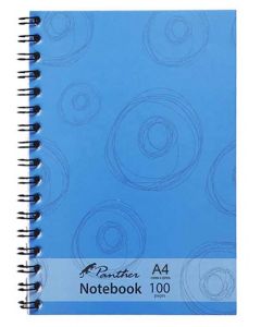 Panther Side Spiral Binding 100 Ruled Page Notebook A4 Blue Circles