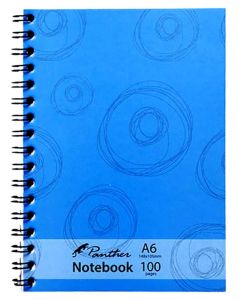 Panther Side Spiral Binding 100 Ruled Page Notebook A6 Blue Circles