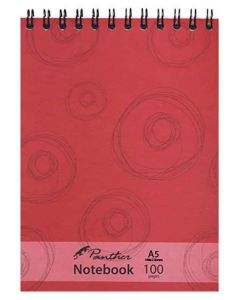 Panther Top Spiral Binding 100 Ruled Page Notebook A5 Red Circles