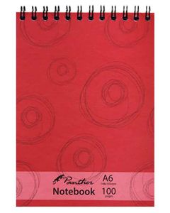 Panther Top Spiral Binding 100 Ruled Page Notebook A6 Red Circles