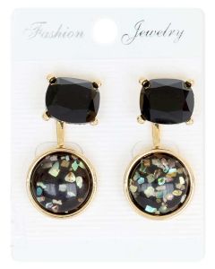 Black and Multi color Sparkling Crystals in Gold Color Earrings